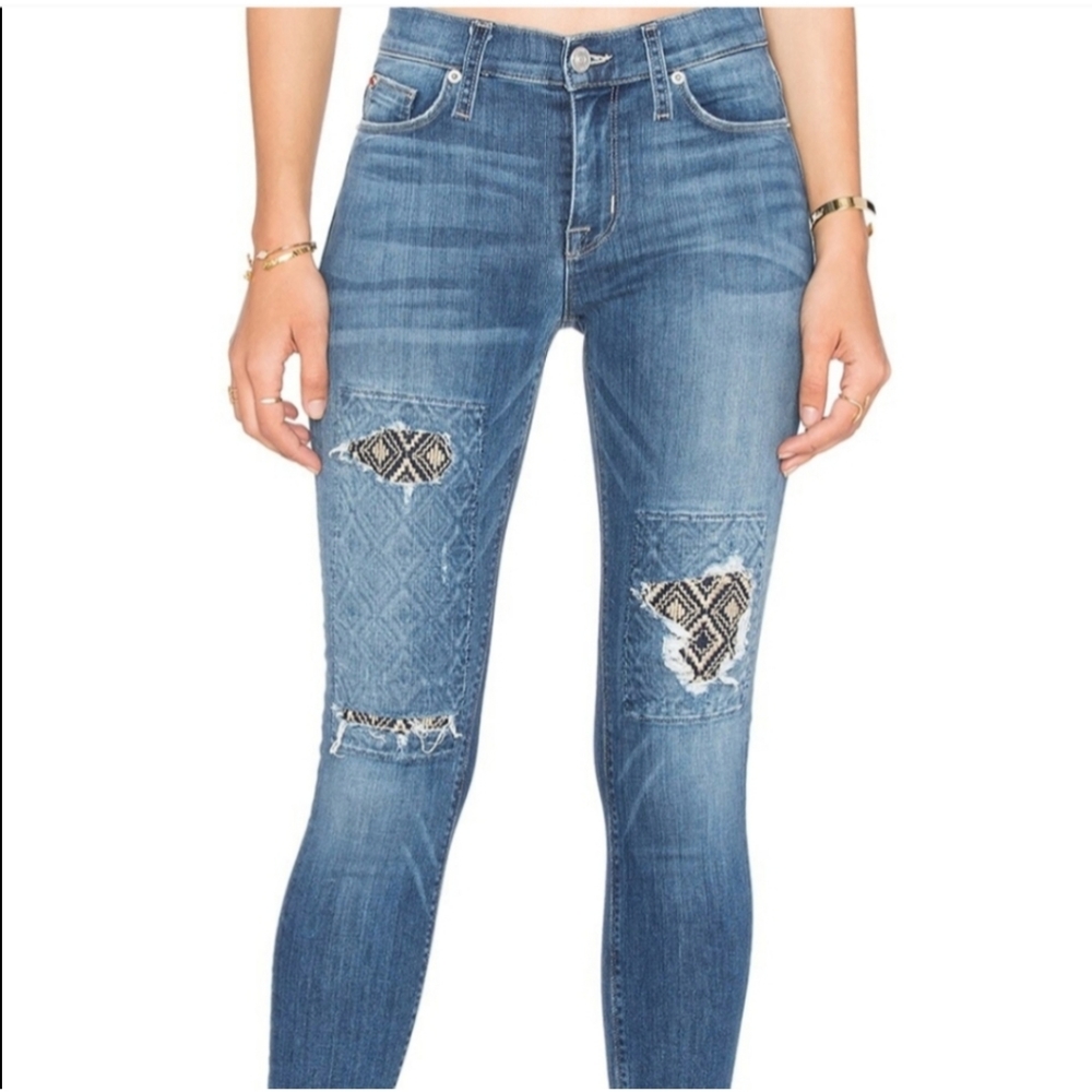 Womens Hudson Nico skinny mid rise jeans with patchwork size 25